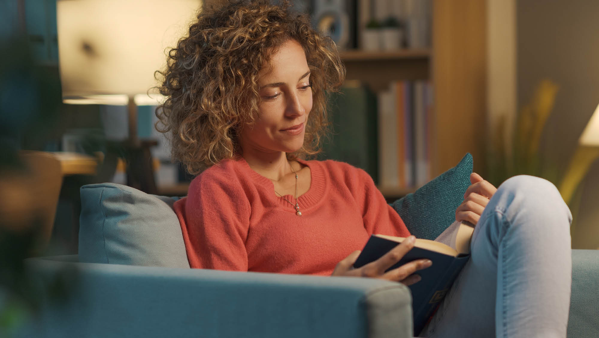 a woman reading a book