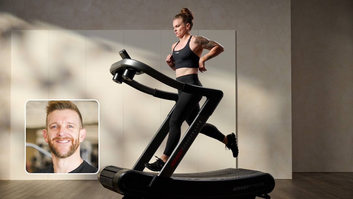 Woman running on a treadmill.