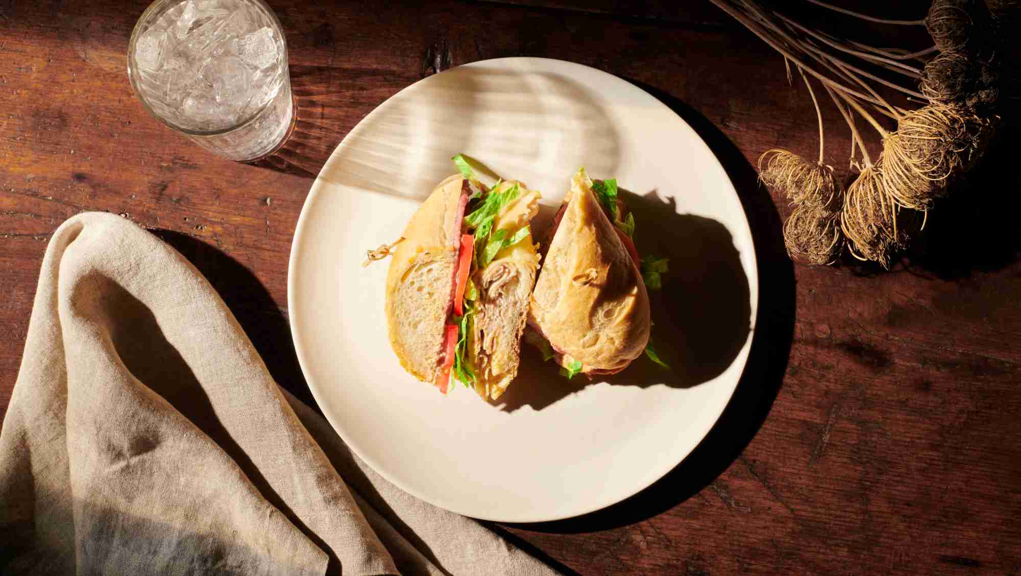 Sandwich from LifeCafe on a plate.