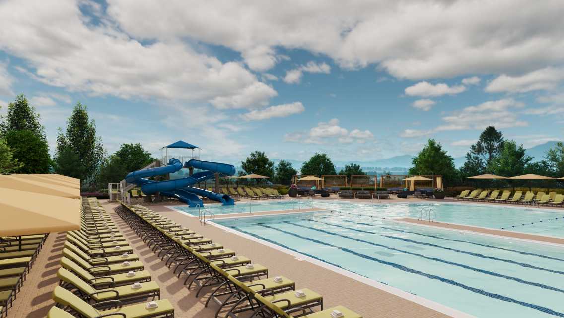 Outdoor pool beach club at life time castle pines.