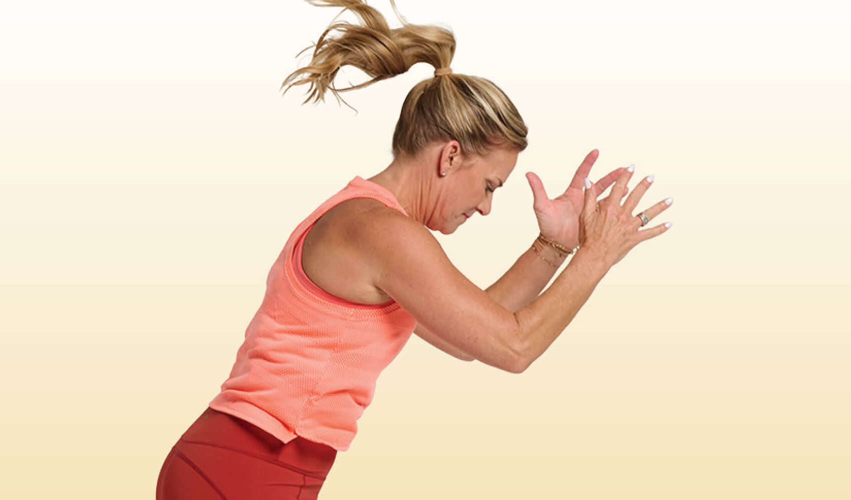 a woman jumping