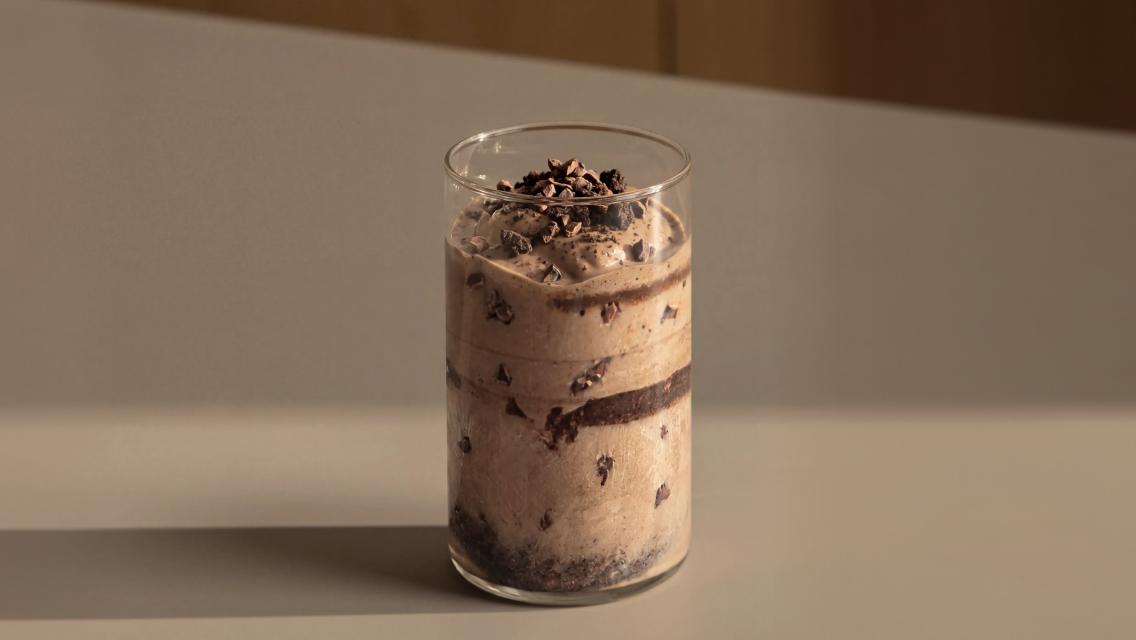 Glass of cookies and cream shake.