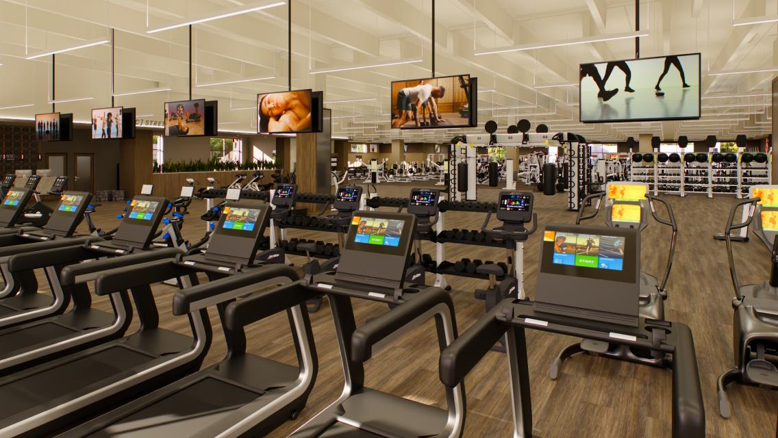 Life time naperville workout floor.