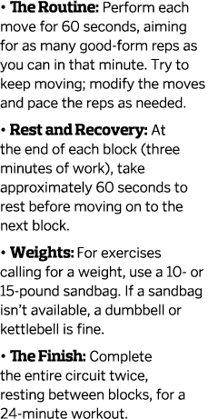 • The Routine: Perform each move for 60 seconds, aiming for as many good-form reps as you can in that minute. Try to ...