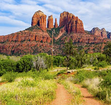 Scenic view of the beautiful Sedona Cathedral Rock landscape in Arizona.