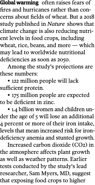Global warming often raises fears of fires and hurricanes rather than concerns about fields of wheat  But a 2018 stud   