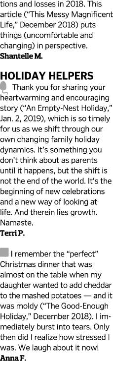 tions and losses in 2018  This article   This Messy Magnificent Life   December 2018  puts things  uncomfortable and    