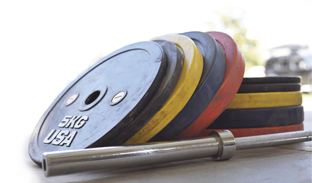 Rubber bumper weights and barbell