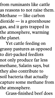 from ruminants like cattle as reasons to not raise them  Methane — like carbon dioxide — is a greenhouse gas  and it    
