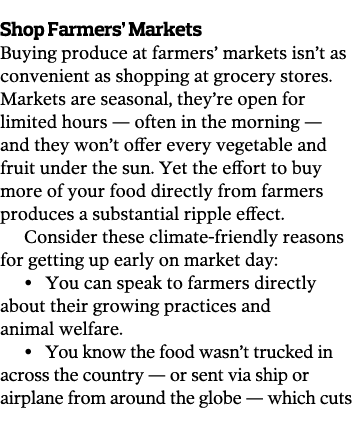 Shop Farmers  Markets Buying produce at farmers  markets isn t as convenient as shopping at grocery stores  Markets a   