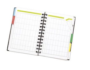 open blank personal organizer with binder  isolated on white 