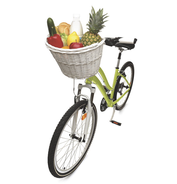 Bicycle with full basket