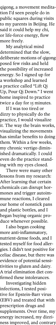 qigong, a movement meditation I d seen people do in public squares during visits to my parents in Beijing  He said it   