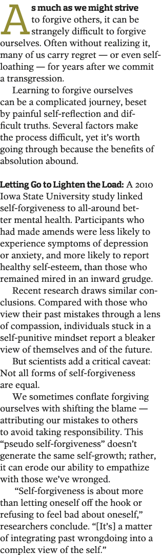 As much as we might strive to forgive others, it can be strangely difficult to forgive ourselves  Often without reali   