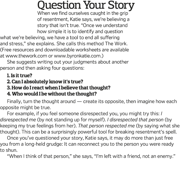 Question Your Story  When we find ourselves caught in the grip of resentment, Katie says, we re believing a story tha   