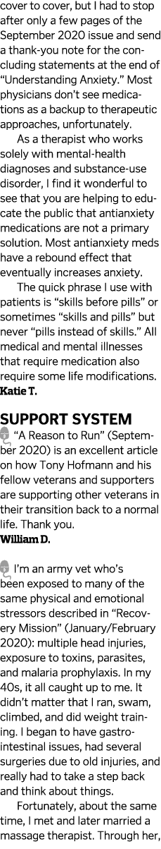 cover to cover, but I had to stop after only a few pages of the September 2020 issue and send a thank-you note for th   