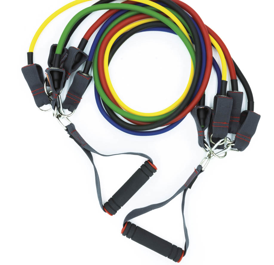 Colorful resistance bands isolated on the white background 