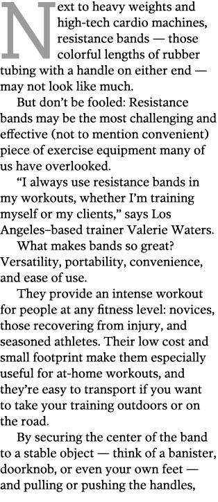 Next to heavy weights and high-tech cardio machines, resistance bands — those colorful lengths of rubber tubing with    