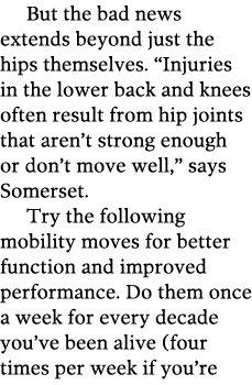 But the bad news extends beyond just the hips themselves   Injuries in the lower back and knees often result from hip   