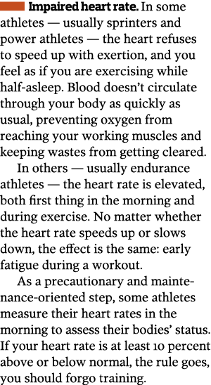   Impaired heart rate  In some athletes — usually sprinters and power athletes — the heart refuses to speed up with e   