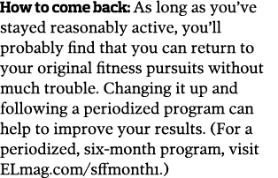 How to come back: As long as you ve stayed reasonably active, you ll probably find that you can return to your origin   