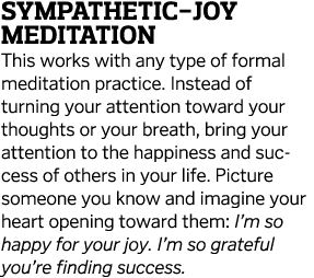 Sympathetic-Joy Meditation This works with any type of formal meditation practice  Instead of turning your attention    