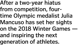 After a two-year hiatus from competition, four-time Olympic medalist Julia Mancuso has set her sights on the 2018 Win...