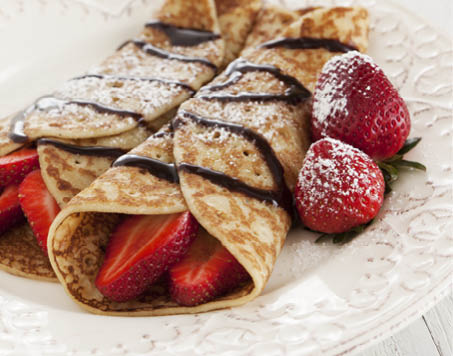Strawberry crepes breakfast