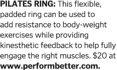 PILATES RING  This flexible  padded ring can be used to add resistance to body-weight exercises while providing kines   