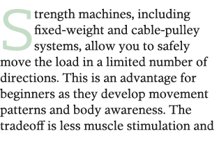Strength machines  including fixed-weight and cable-pulley systems  allow you to safely move the load in a limited nu   