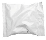 Top view of blank crumpled plastic pouch food packaging isolated on white with clipping path