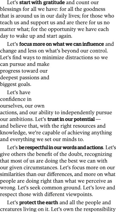 Let s start with gratitude and count our blessings for all we have  for all the goodness that is around us in our dai   