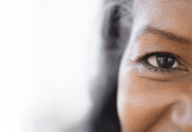 Close up of mixed race woman's eye