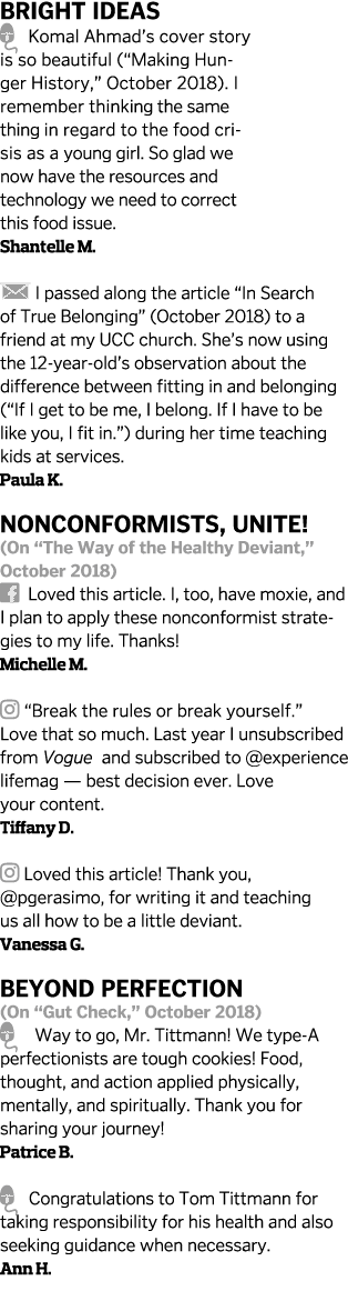 Bright Ideas  Komal Ahmad s cover story is so beautiful   Making Hunger History   October 2018   I remember thinking    