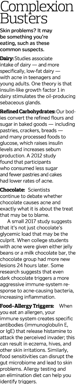 Complexion Busters Skin problems  It may be something you re eating  such as these common suspects  Dairy  Studies as   