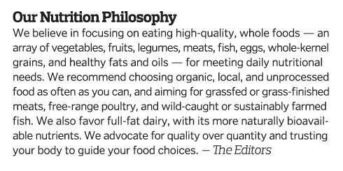 Our Nutrition Philosophy We believe in focusing on eating high-quality  whole foods — an array of vegetables  fruits    