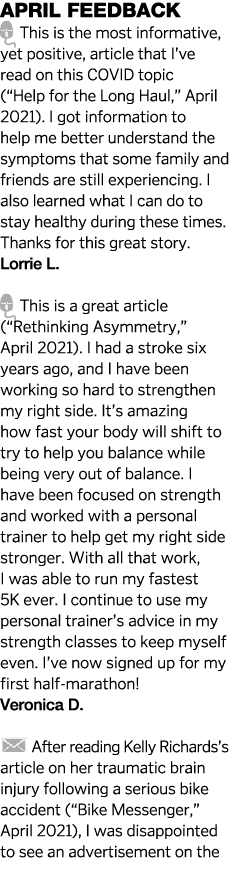 APRIL feedback  This is the most informative, yet positive, article that I ve read on this COVID topic ( Help for the   