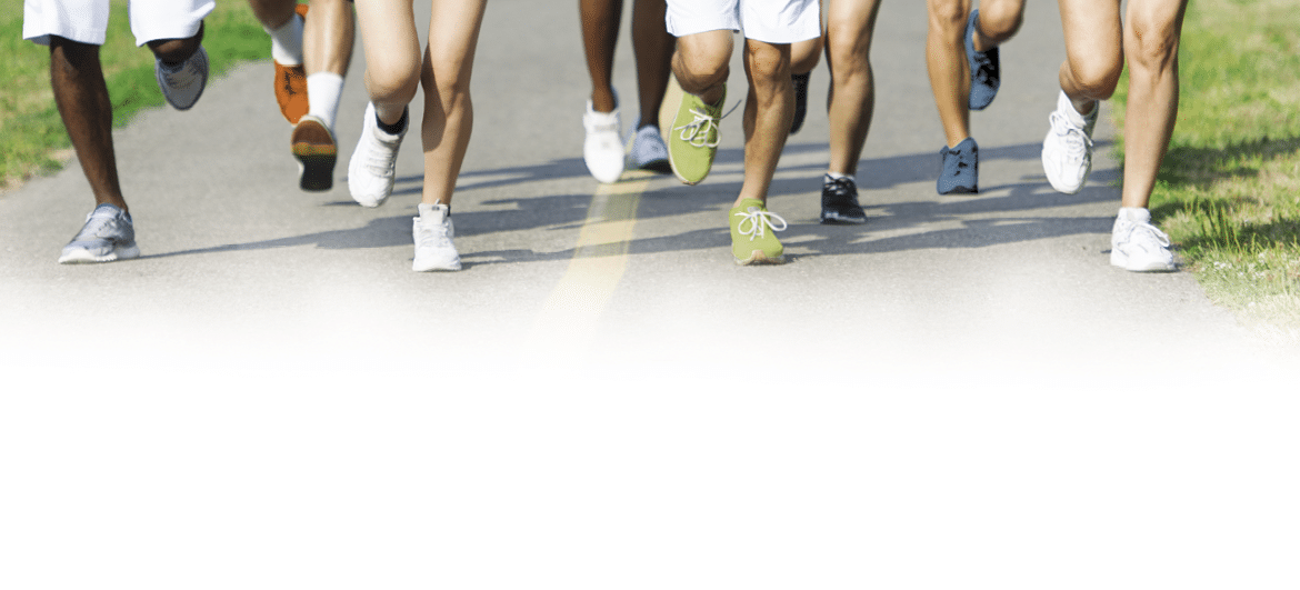 Diverse group of runners competing in a race 