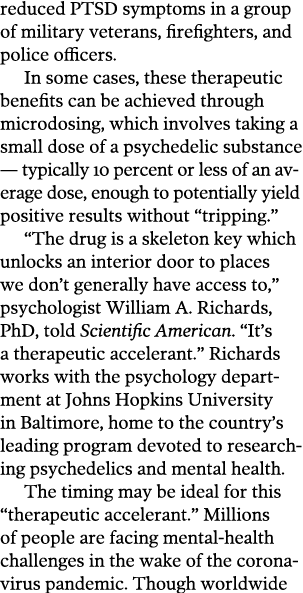 reduced PTSD symptoms in a group of military veterans, firefighters, and police officers  In some cases, these therap   