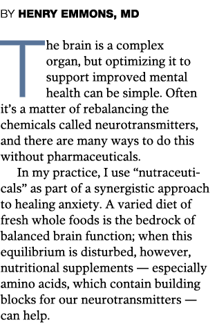 BY HENRY EMMONS, MD The brain is a complex organ, but optimizing it to support improved mental health can be simple     