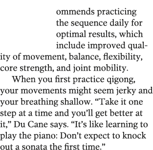 ommends practicing the s equence daily for optimal results, which include improved quality of movement, balance, flex   