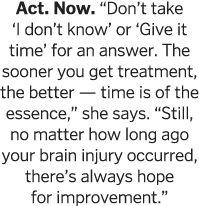 Act  Now   Don t take  I don t know  or  Give it time  for an answer  The sooner you get treatment, the better — time   