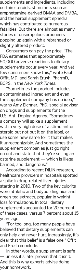 supplements and ingredients, including certain steroids, stimulants such as amphetamine-derived DMAA and DMBA, and th   