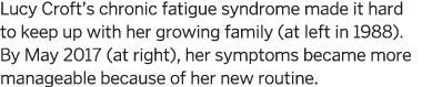 Lucy Croft s chronic fatigue syndrome made it hard to keep up with her growing family (at left in 1988)  By May 2017    