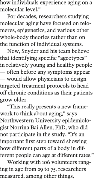 how individuals experience aging on a molecular level   For decades, researchers studying molecular aging have focuse   