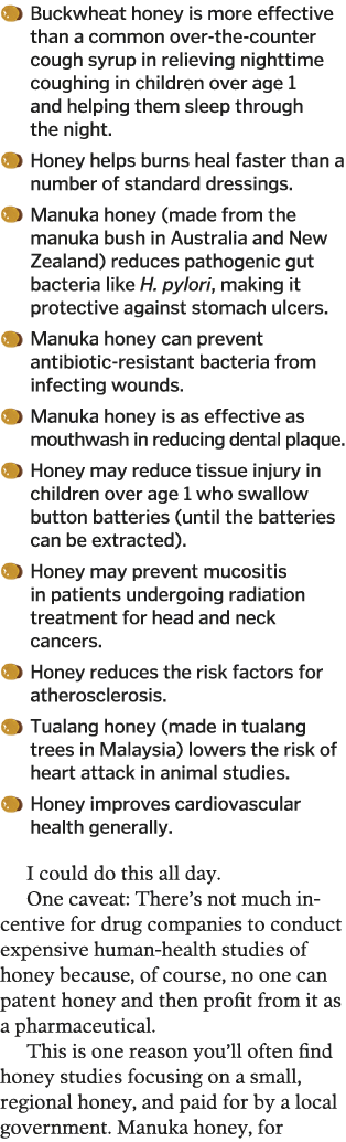  Buckwheat honey is more effective than a common over-the-counter cough syrup in relieving nighttime coughing in chil   