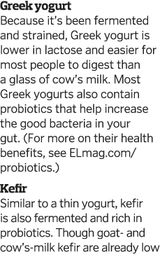 Greek yogurt Because it s been fermented and strained, Greek yogurt is lower in lactose and easier for most people to   