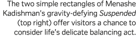 The two simple rectangles of Menashe Kadishman s gravity-defying Suspended (top right) offer visitors a chance to con   
