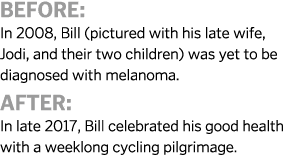 Before  In 2008  Bill  pictured with his late wife  Jodi  and their two children  was yet to be diagnosed with melano   