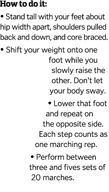 How to do it    Stand tall with your feet about hip width apart  shoulders pulled back and down  and core braced    S   